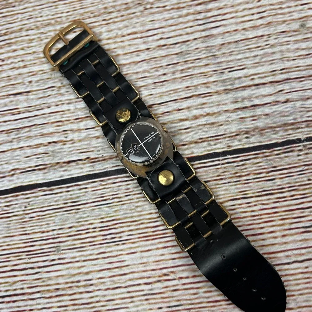 Vintage Tarleton Digital Swiss-Made‎ Jump Hour Watch Black Woven Band Tested